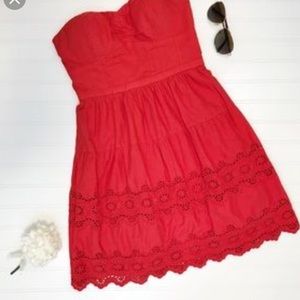 American Eagle Red Eyelet Dress